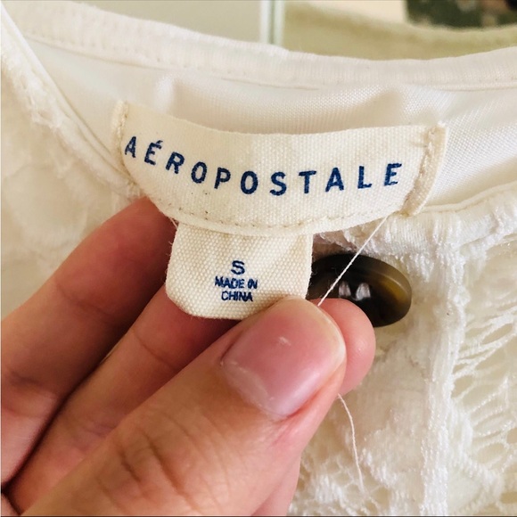 2 for $16 Aeropostale white lace mini dress with brown buttons - Picture 3 of 4